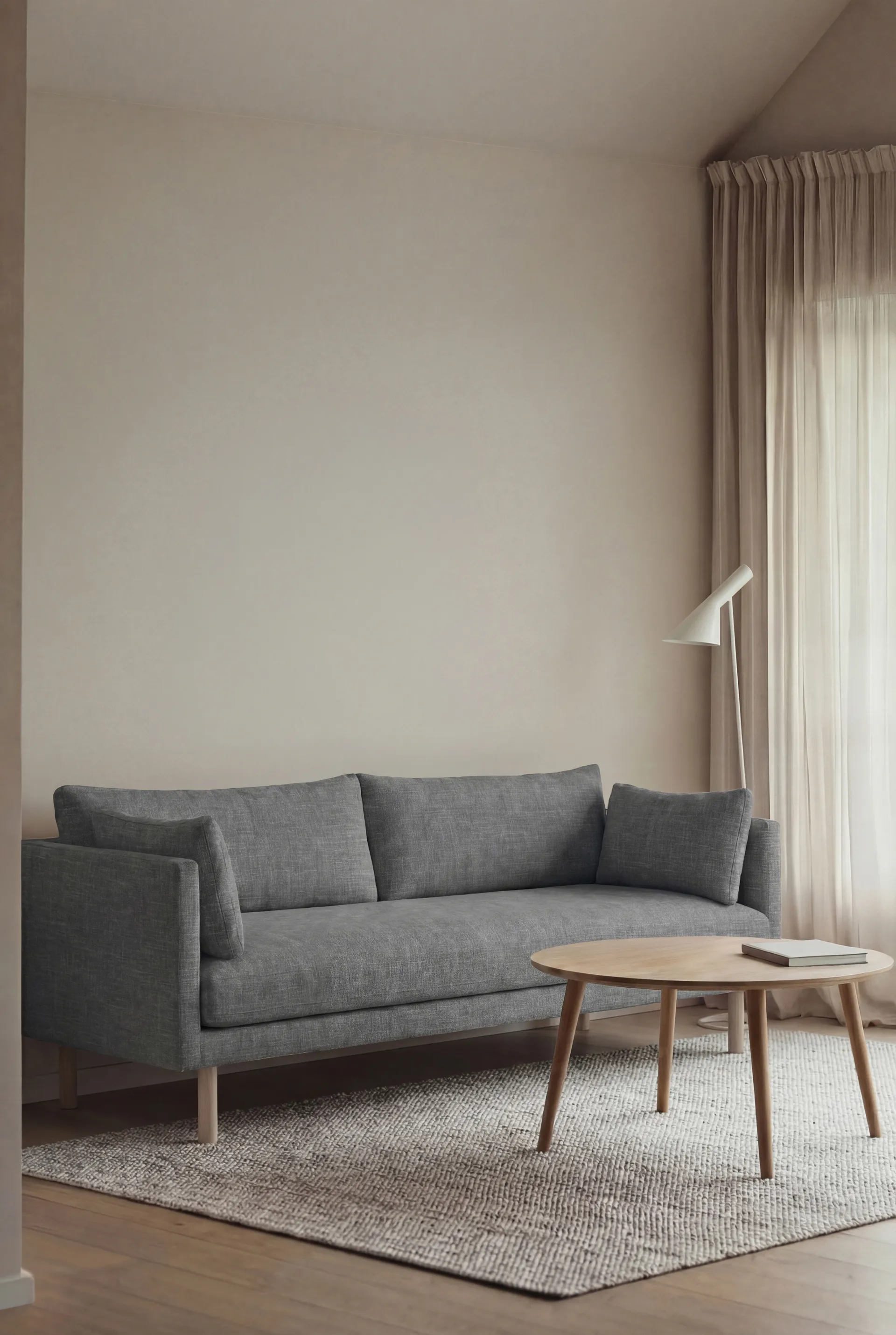 Sofá Linnevik, Same Blue 6678-roble blanco aceitado, 3 plazas, sin faldón 1898