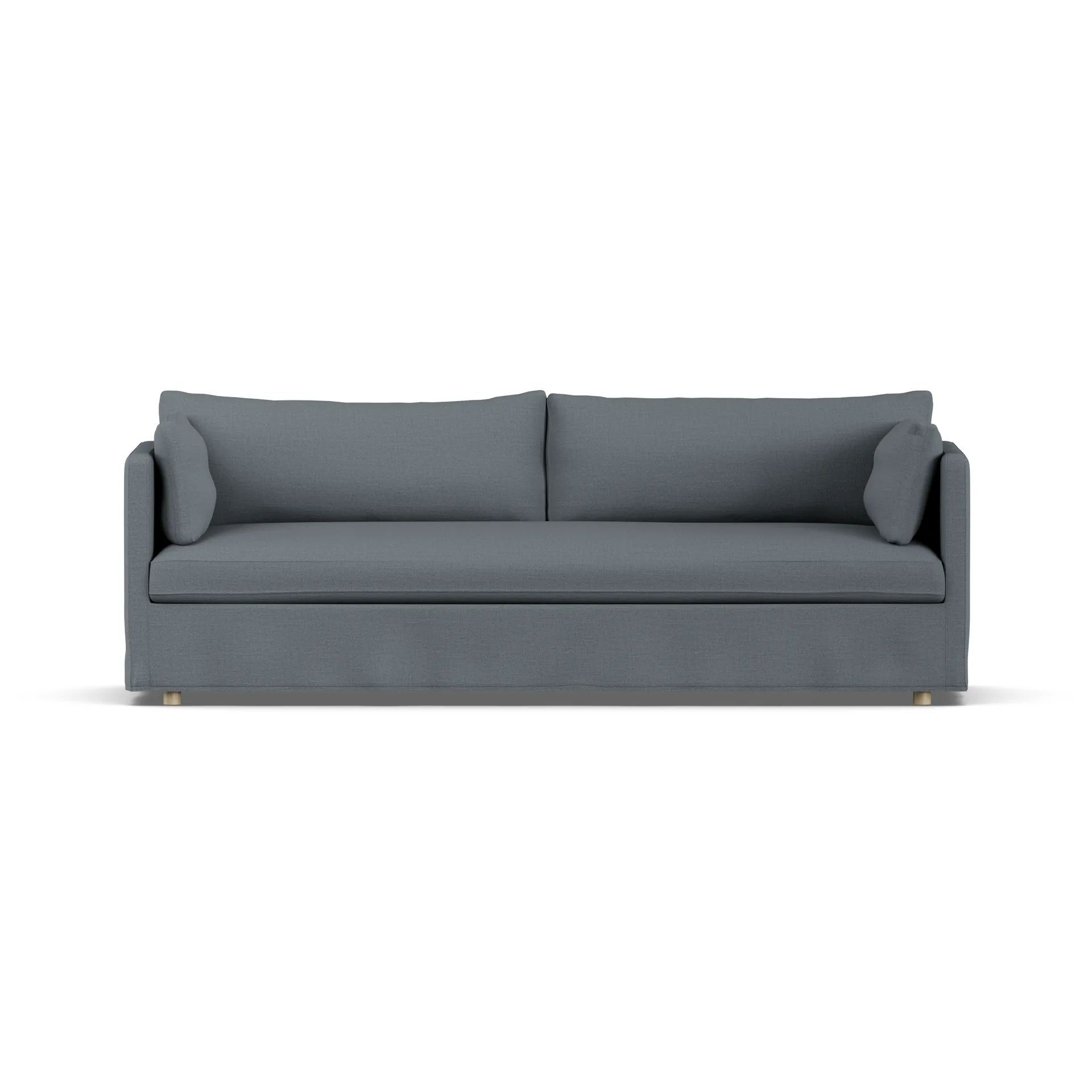 Sofá Linnevik, Same Blue 6678-roble blanco aceitado, 4 plazas, con faldón 1898
