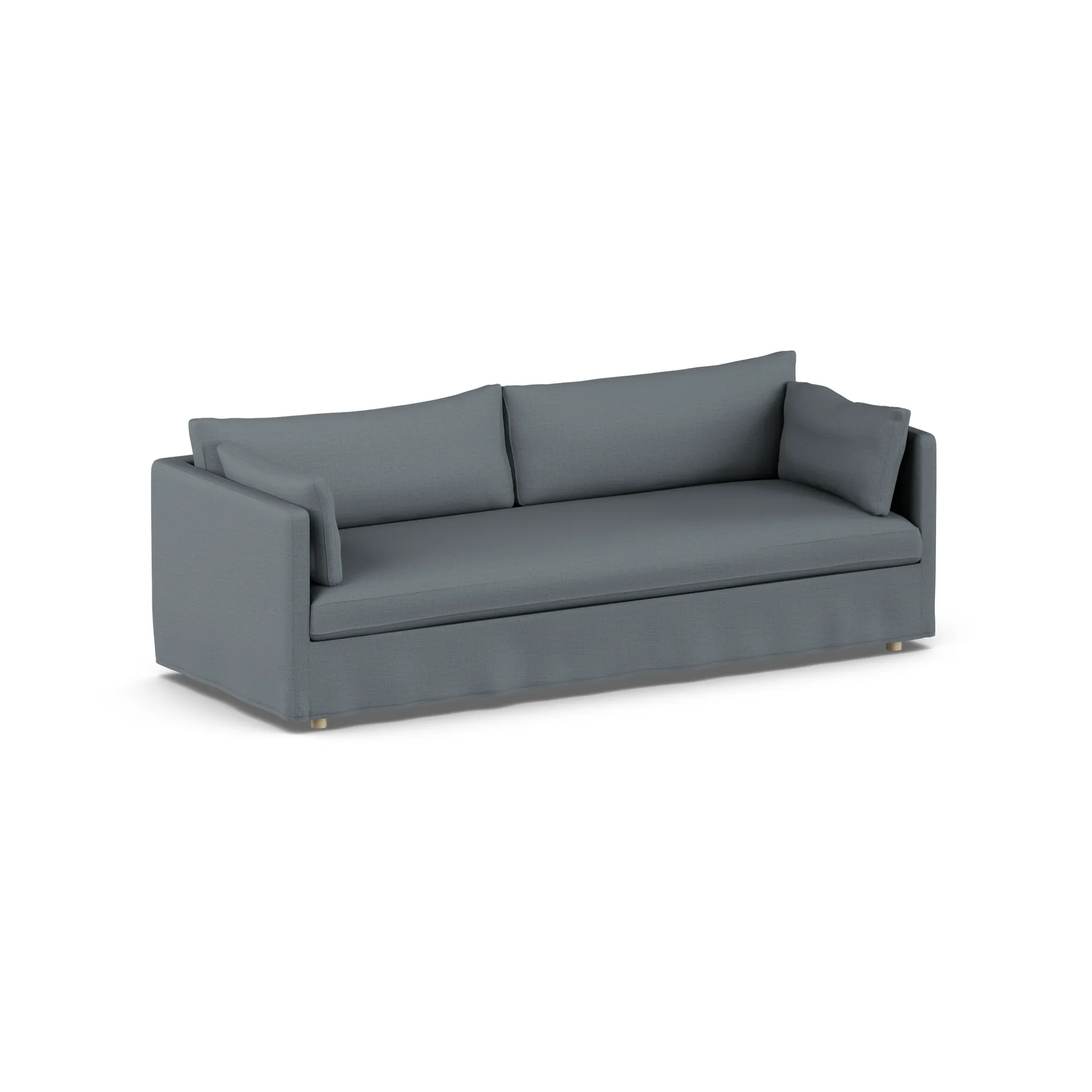 Sofá Linnevik, Same Blue 6678-roble blanco aceitado, 4 plazas, con faldón 1898