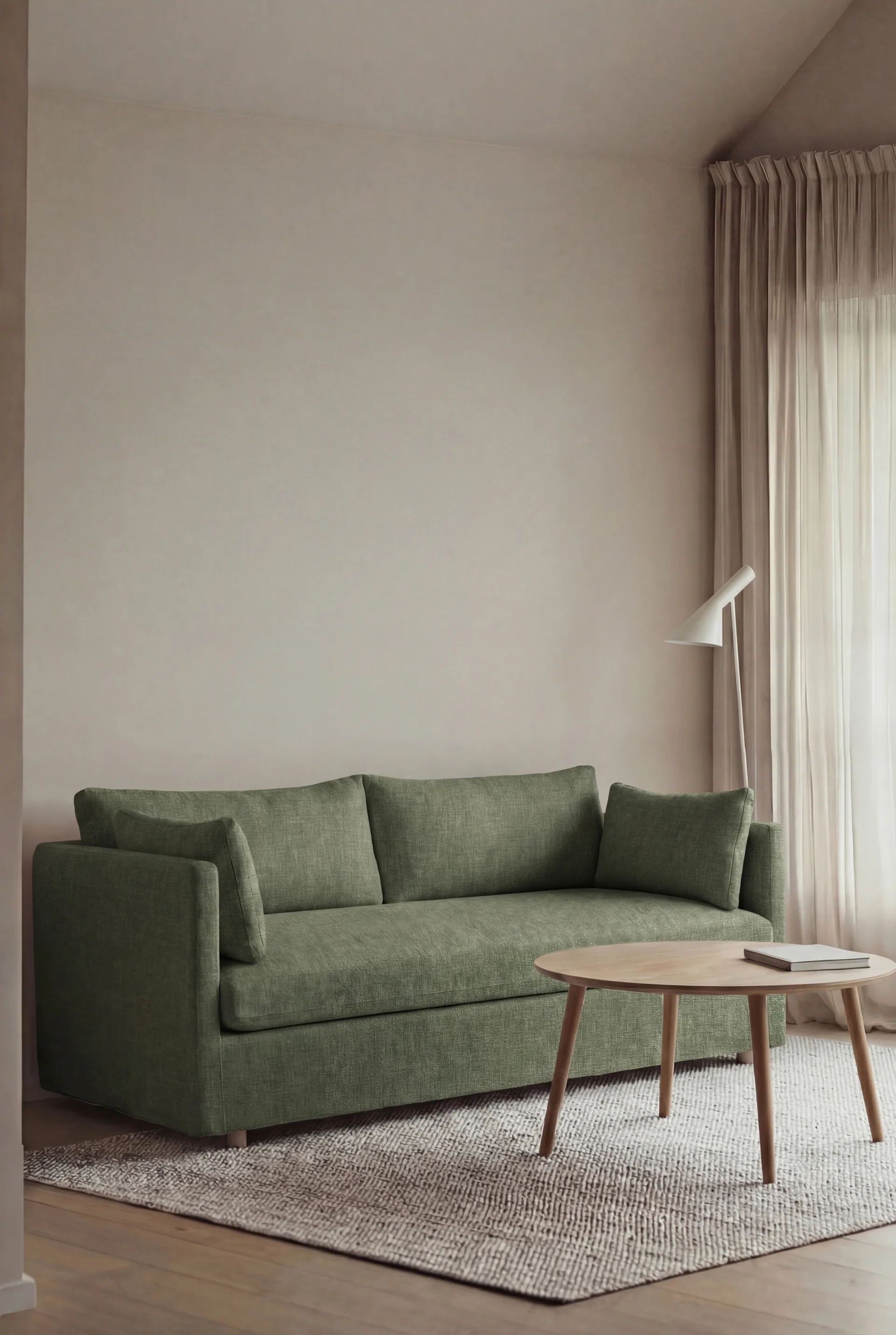 Sofá Linnevik, Same Forest 6677-roble blanco aceitado, 2 plazas, con faldón 1898