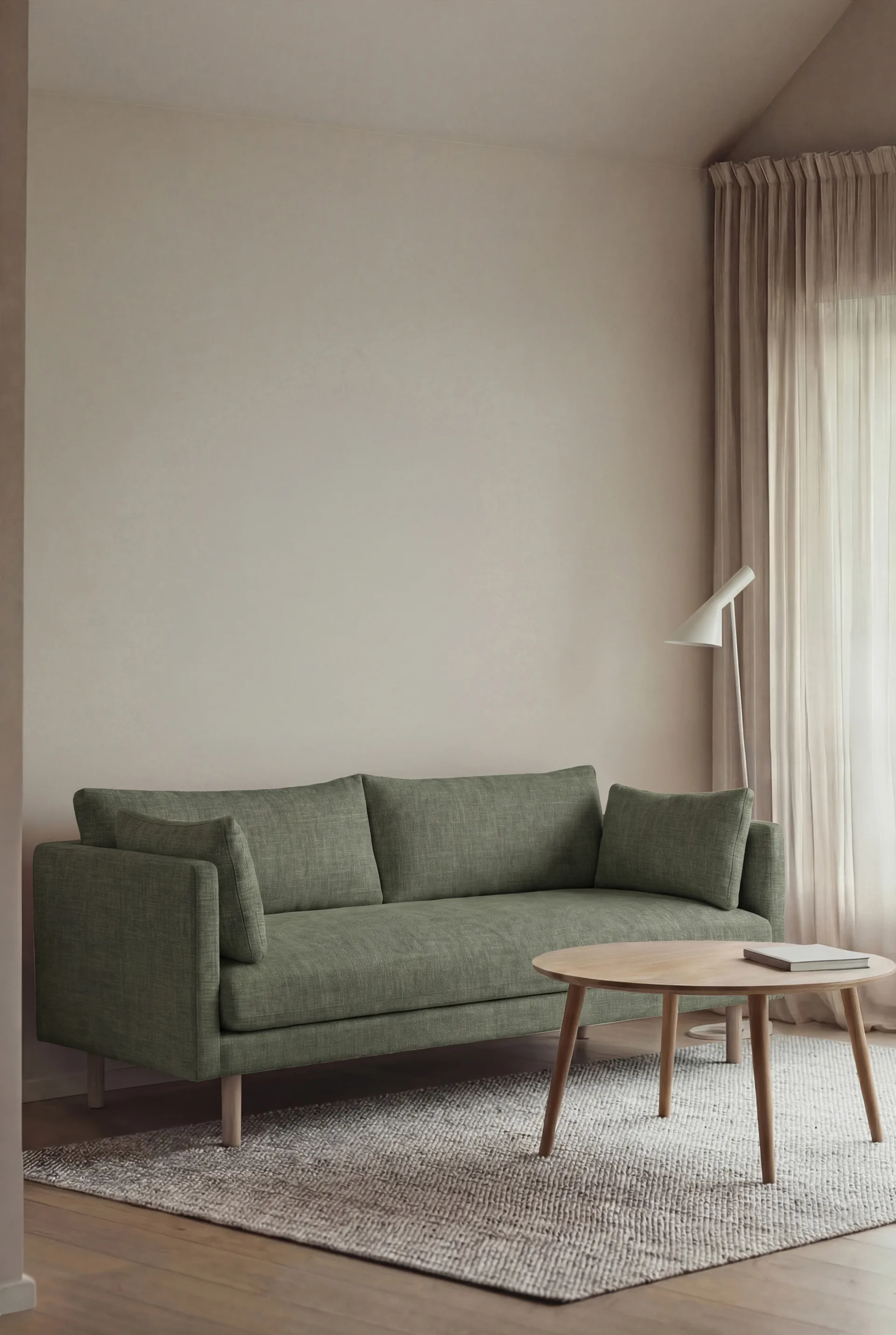 Sofá Linnevik, Same Forest 6677-roble blanco aceitado, 2 plazas, sin faldón 1898