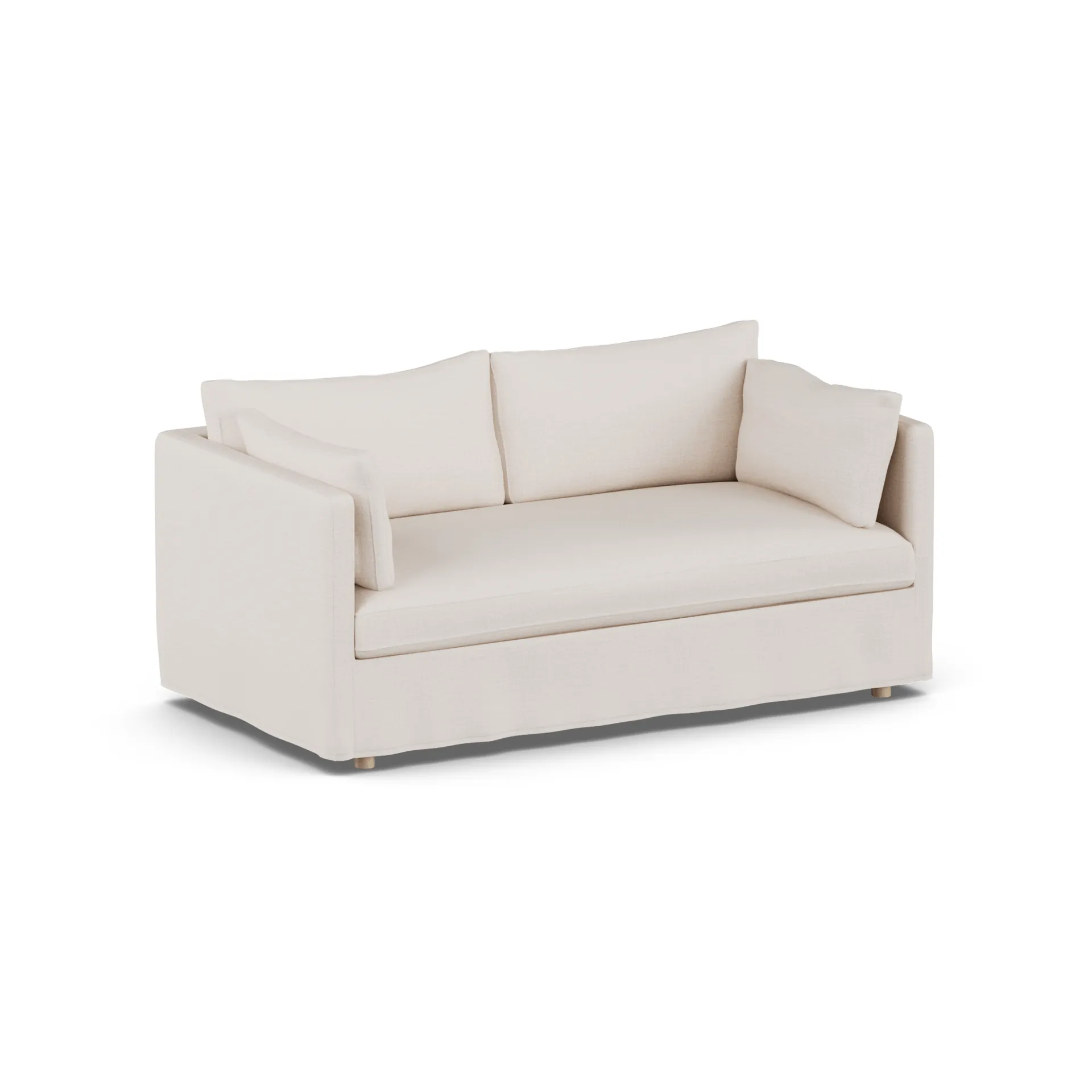 Sofá Linnevik, Same Off White 6671-roble blanco aceitado, 2 plazas, con faldón 1898