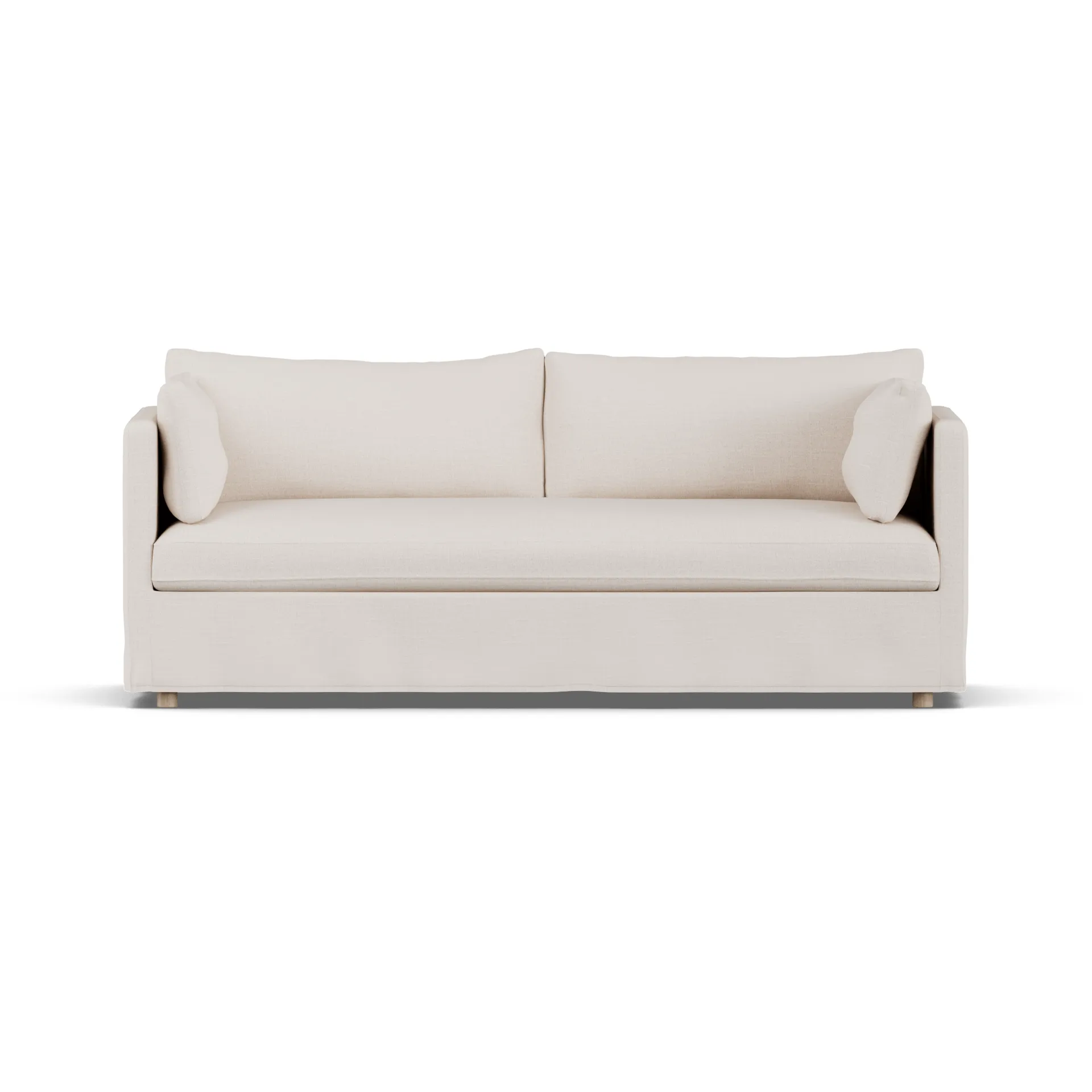 Sofá Linnevik, Same Off White 6671-roble blanco aceitado, 3 plazas, con faldón 1898