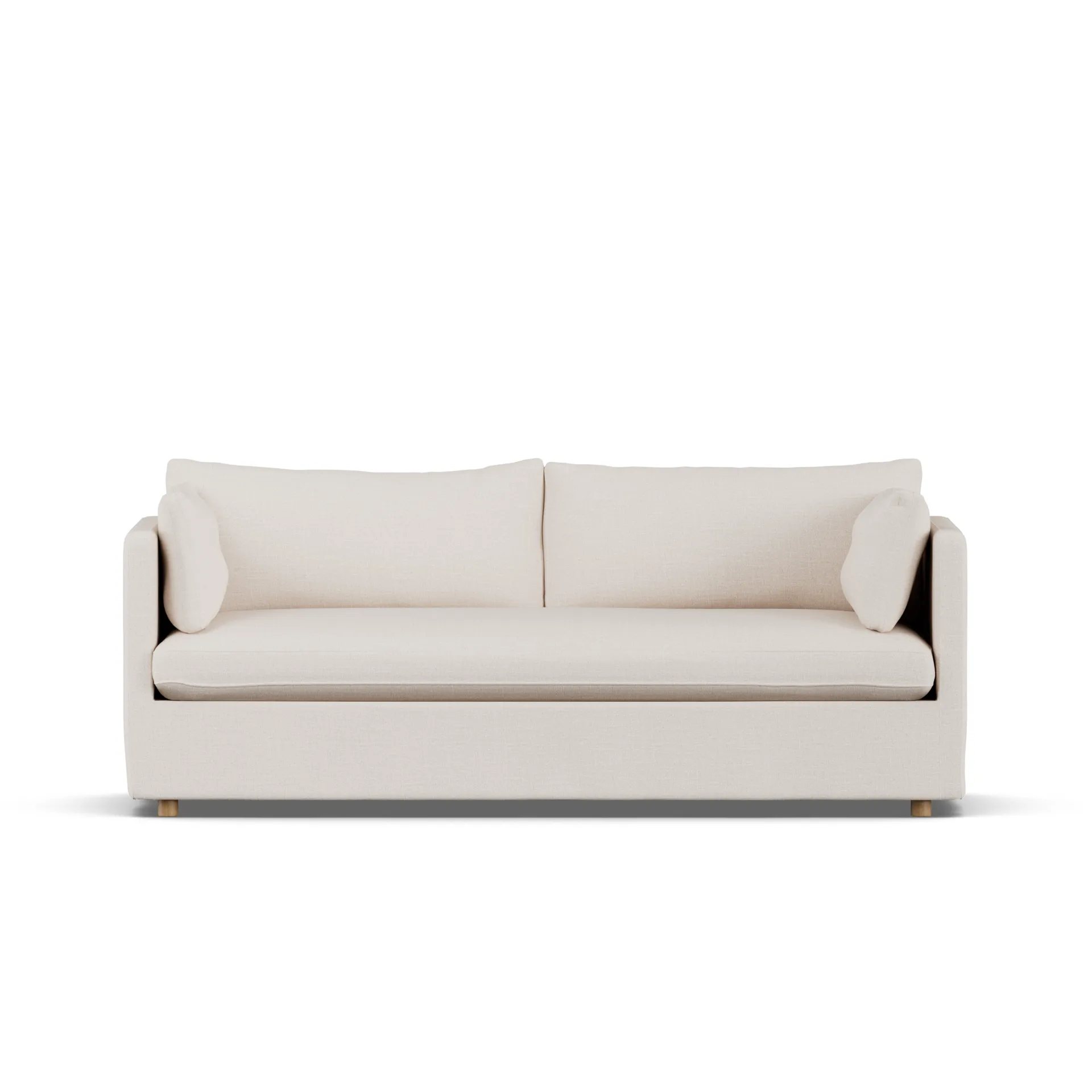 Sofá Linnevik, Same Off White 6671-roble blanco aceitado, 3 plazas, con faldón 1898