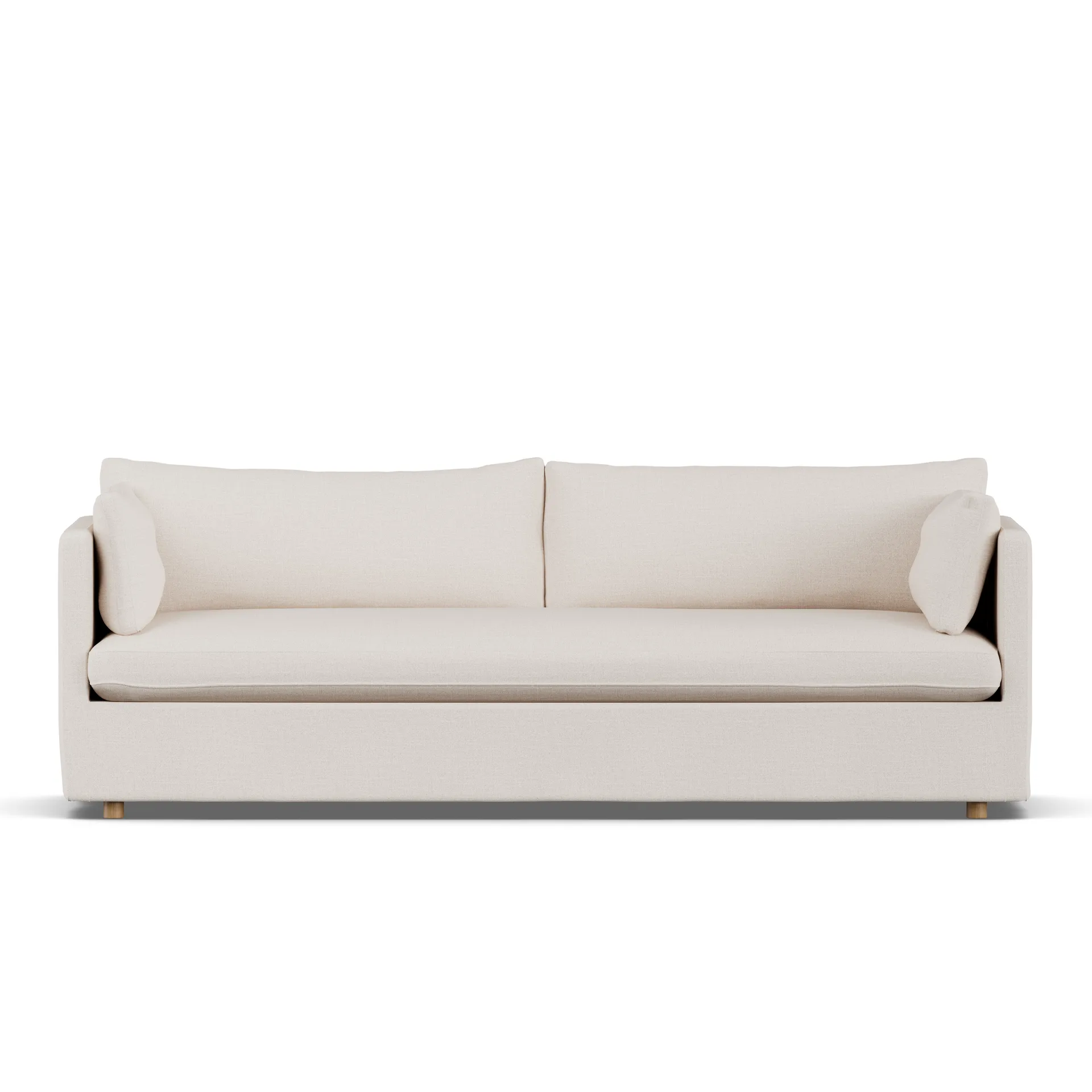 Sofá Linnevik, Same Off White 6671-roble blanco aceitado, 4 plazas, con faldón 1898