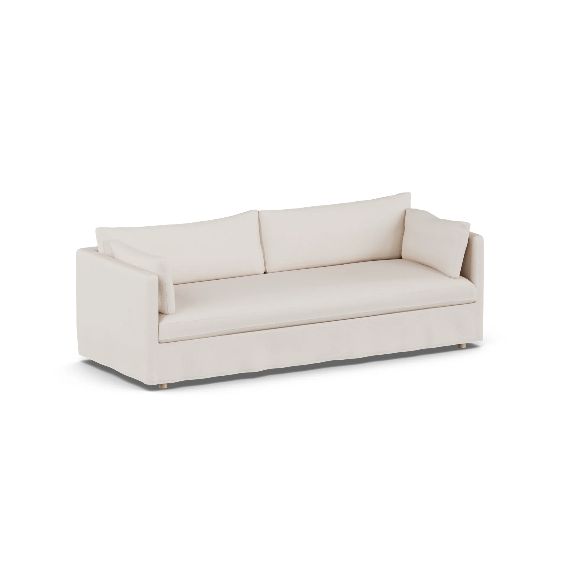 Sofá Linnevik, Same Off White 6671-roble blanco aceitado, 4 plazas, con faldón 1898
