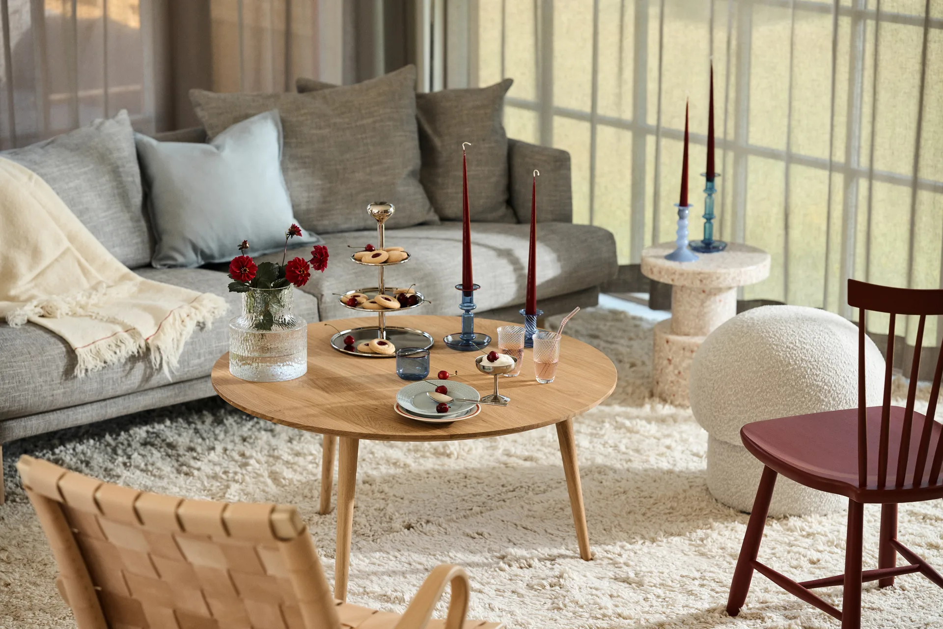 Sofá Sjövik, Bern Beige 0341-roble blanco aceitado, 3 plazas 1898