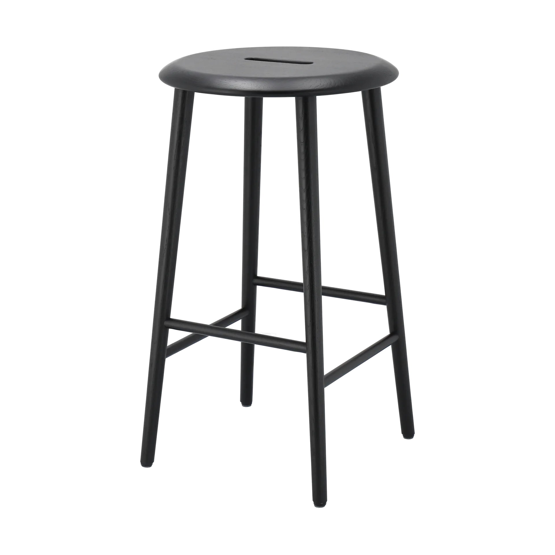 Taburete de bar redondo Norrabo 65 cm, Roble lacado en negro 1898