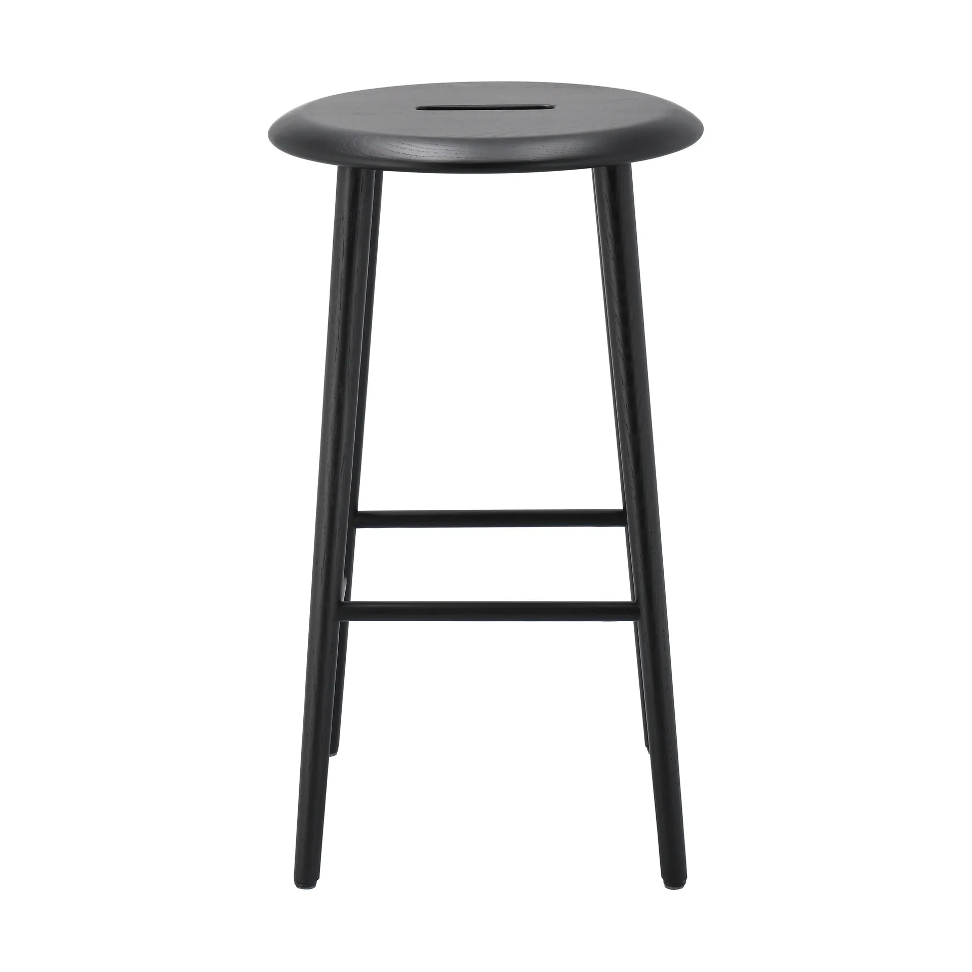 Taburete de bar redondo Norrabo 65 cm, Roble lacado en negro 1898