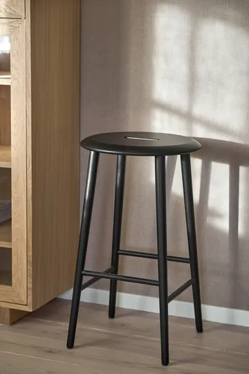 Taburete de bar redondo Norrabo 65 cm - Roble lacado en negro - 1898