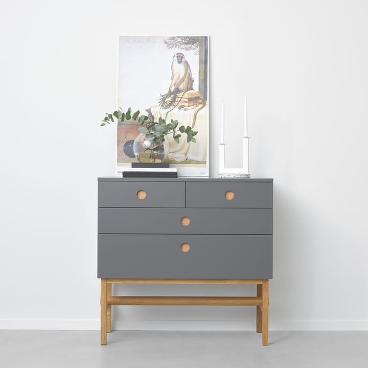 Cómoda Keep, Blanco, base de roble aceitado A2