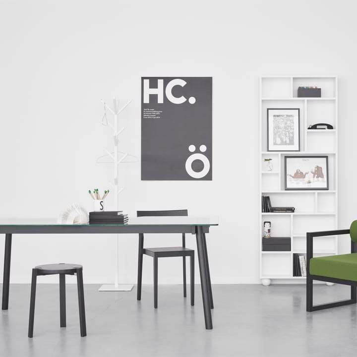 Corners Mesa, Roble aceitado blanco, vidrio A2