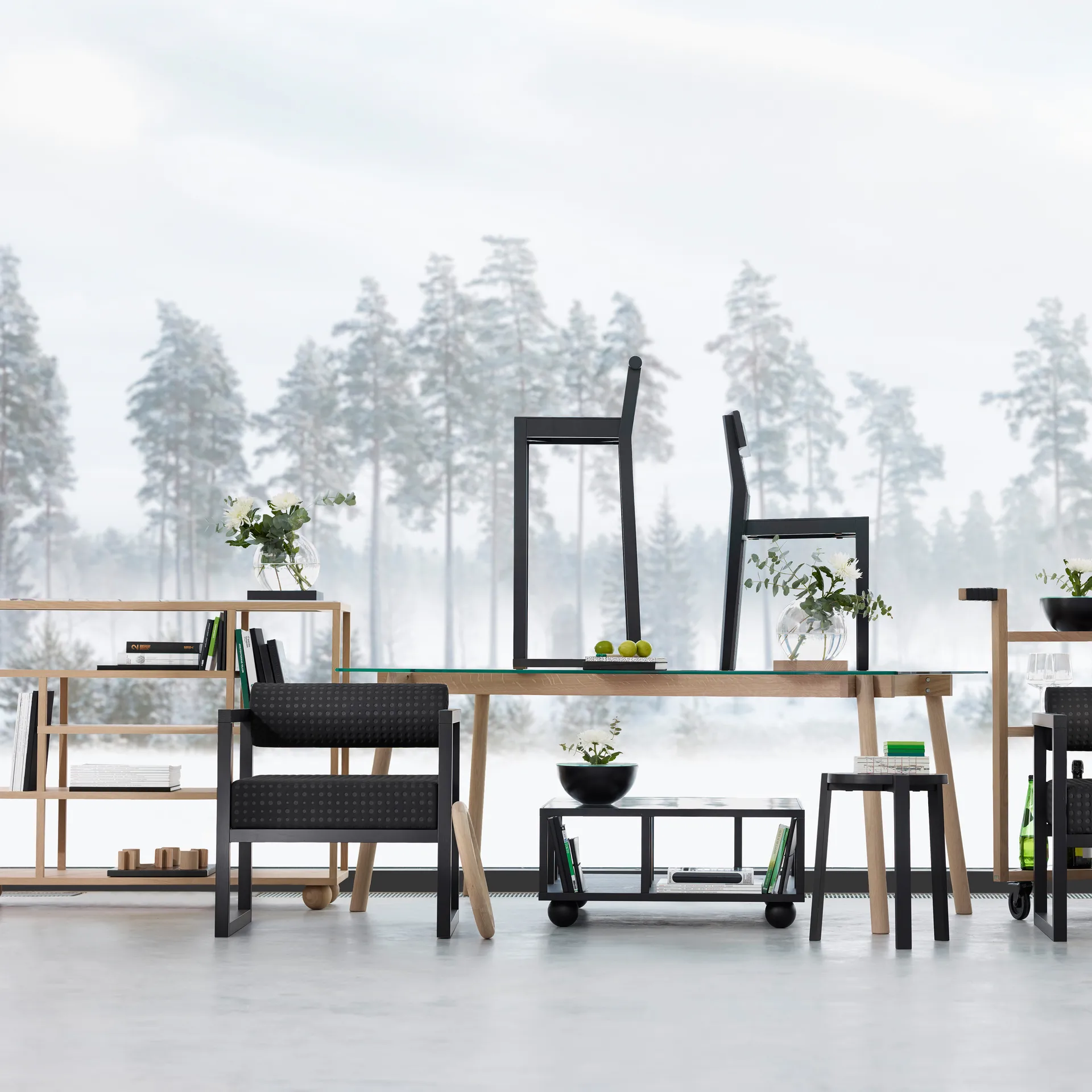 Estantería con estante superior de mármol Show, roble A2