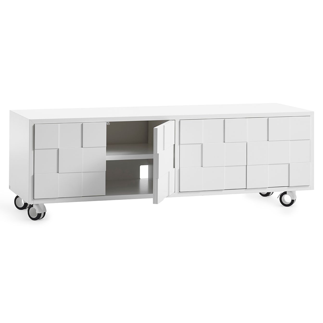 Mueble TV con ruedas Collect 2010, blanco A2