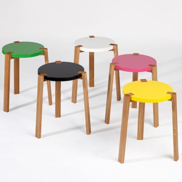 Taburete Happy - Turquesa, patas de roble - A2