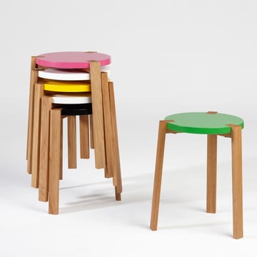 Taburete Happy - Turquesa, patas de roble - A2