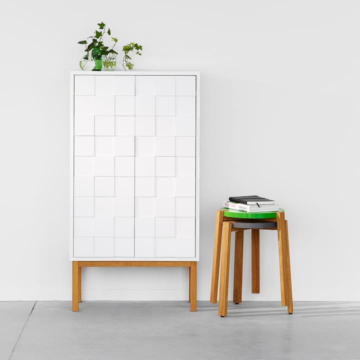 Taburete Happy, Verde, patas de roble A2