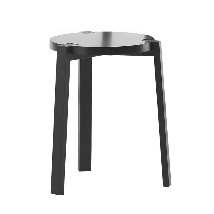 Taburete redondo Happy - Negro-negro, Ø40x45 cm - A2