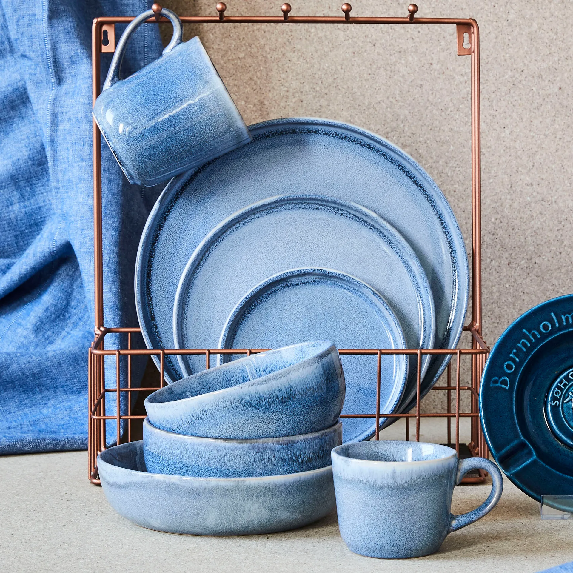 2 Tazas y platillos Søholm Sonja, azul Aida