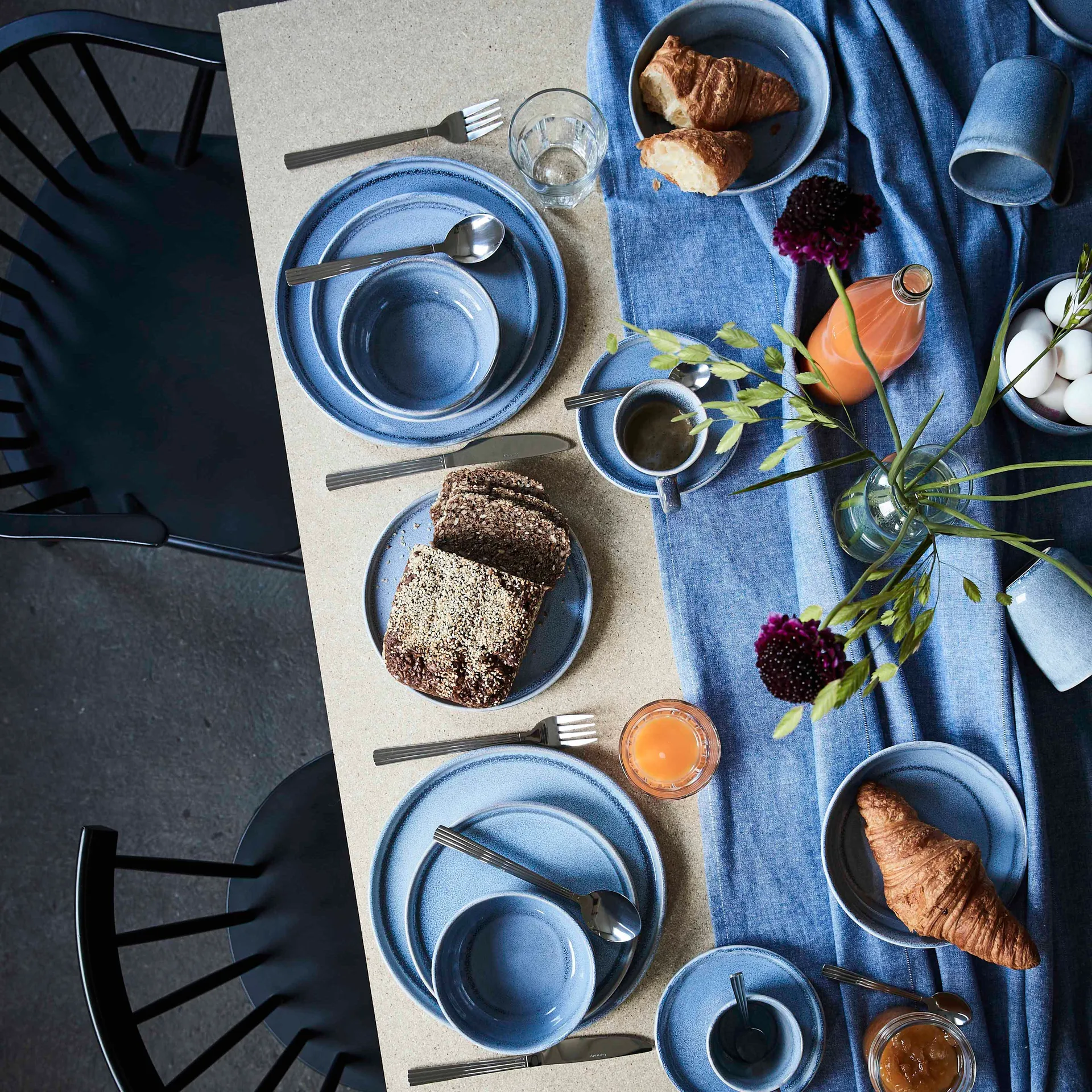 2 Tazas y platillos Søholm Sonja, azul Aida
