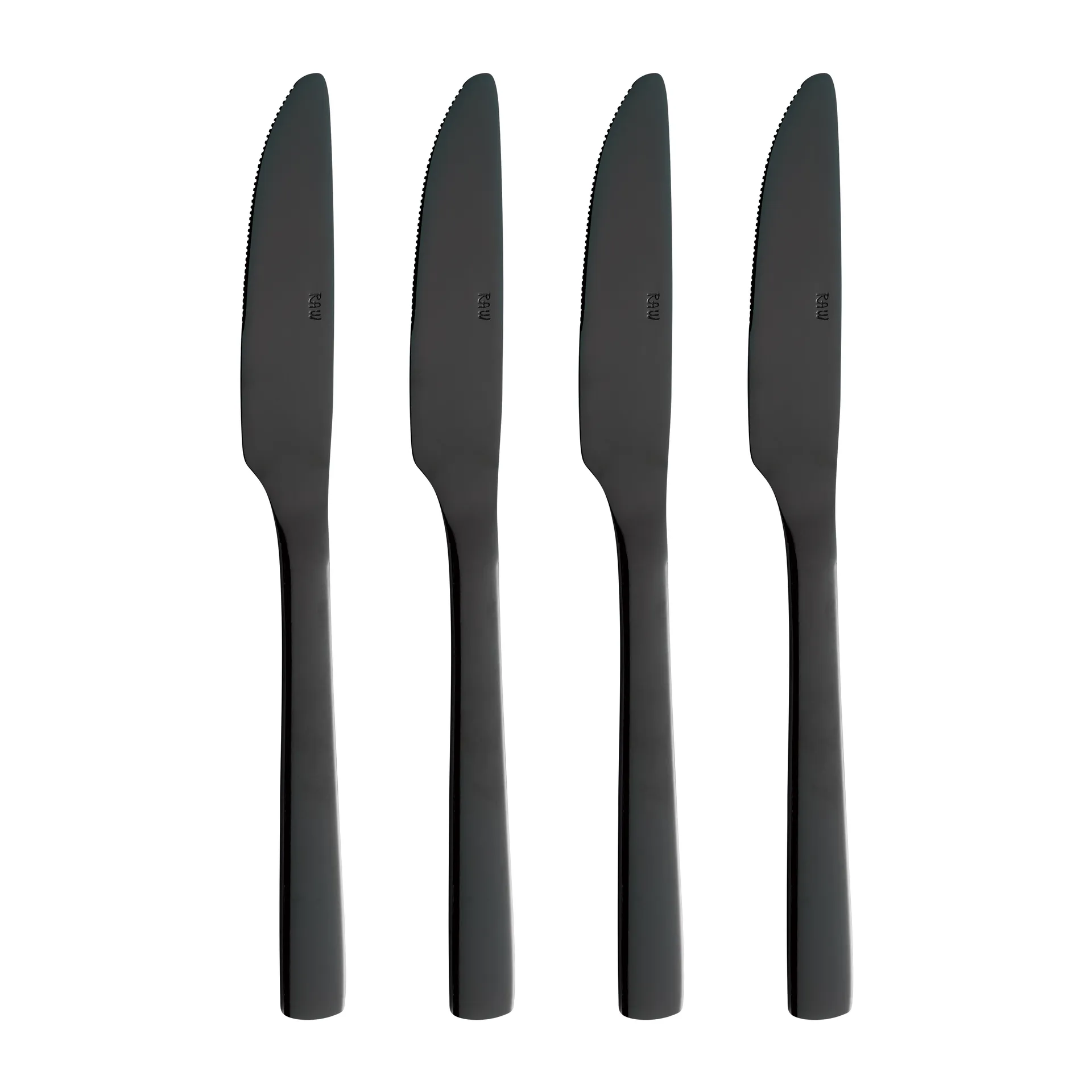 4 Cuchillos de mesa Raw, negro Aida