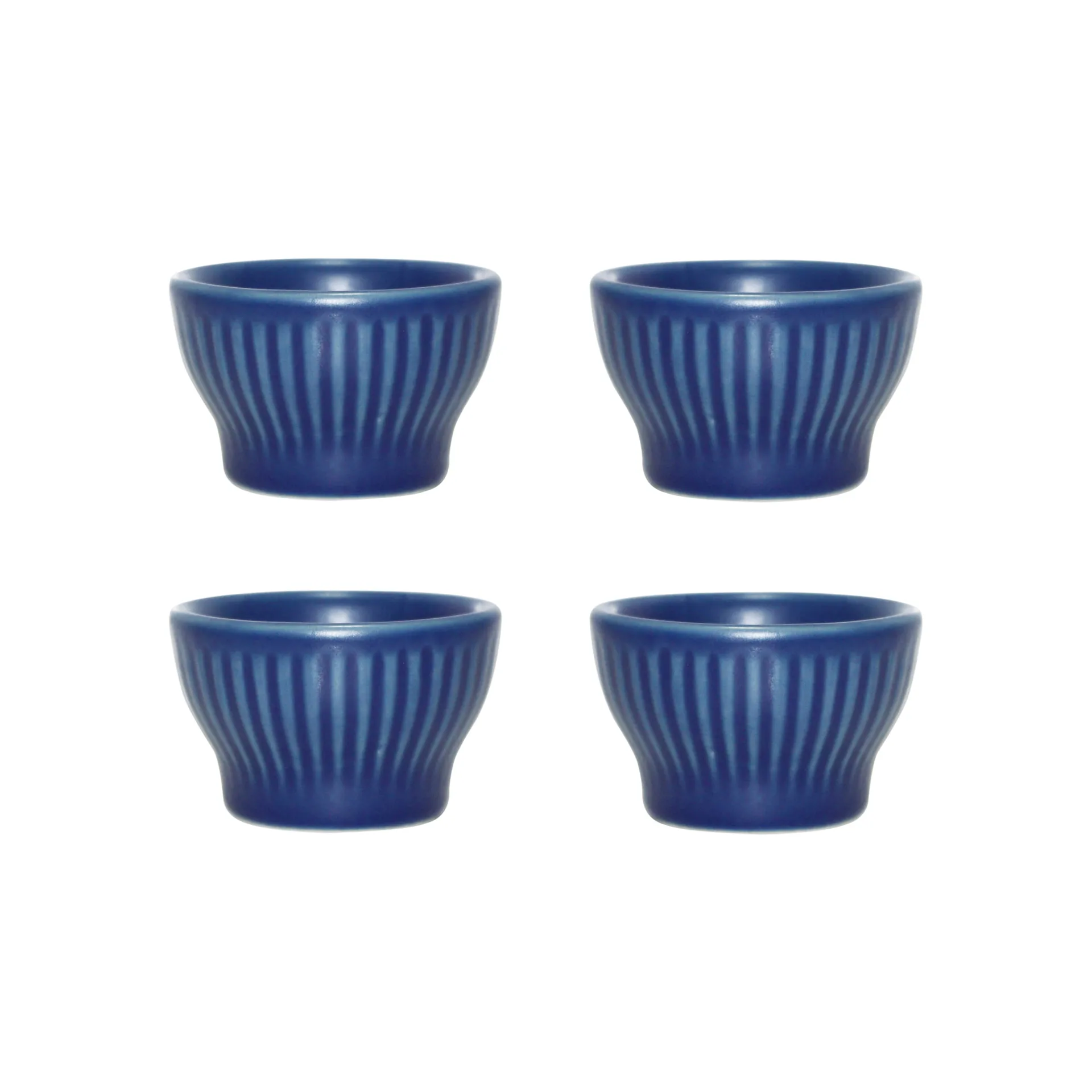 4 Hueveras Groovy, Blue stoneware Aida