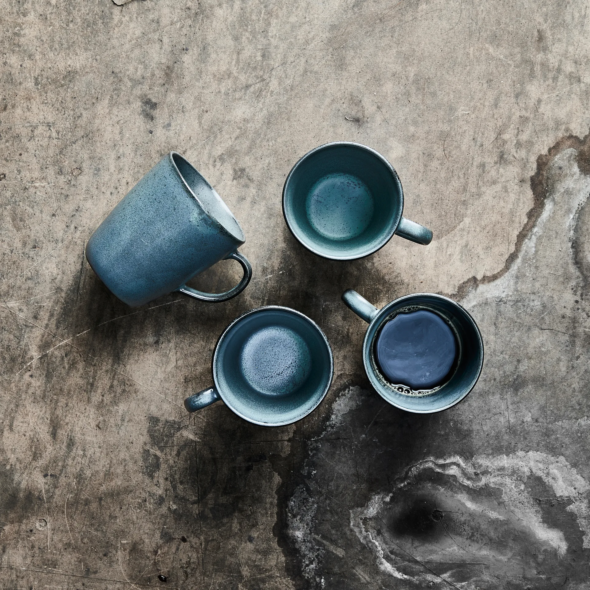 4 Tazas con asa Raw 35 cl, Northern green Aida