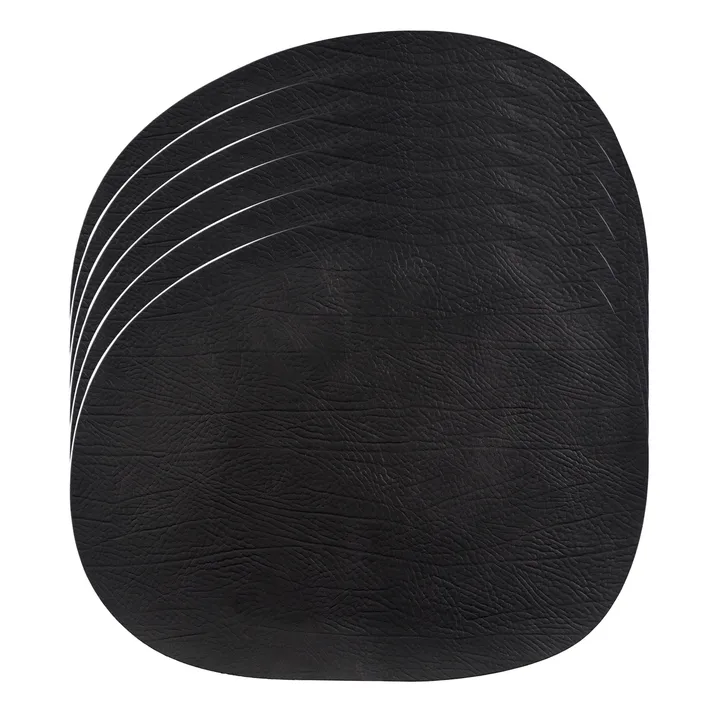 6 Manteles individuales Raw cuero - negro, 41x33,5 cm - Aida