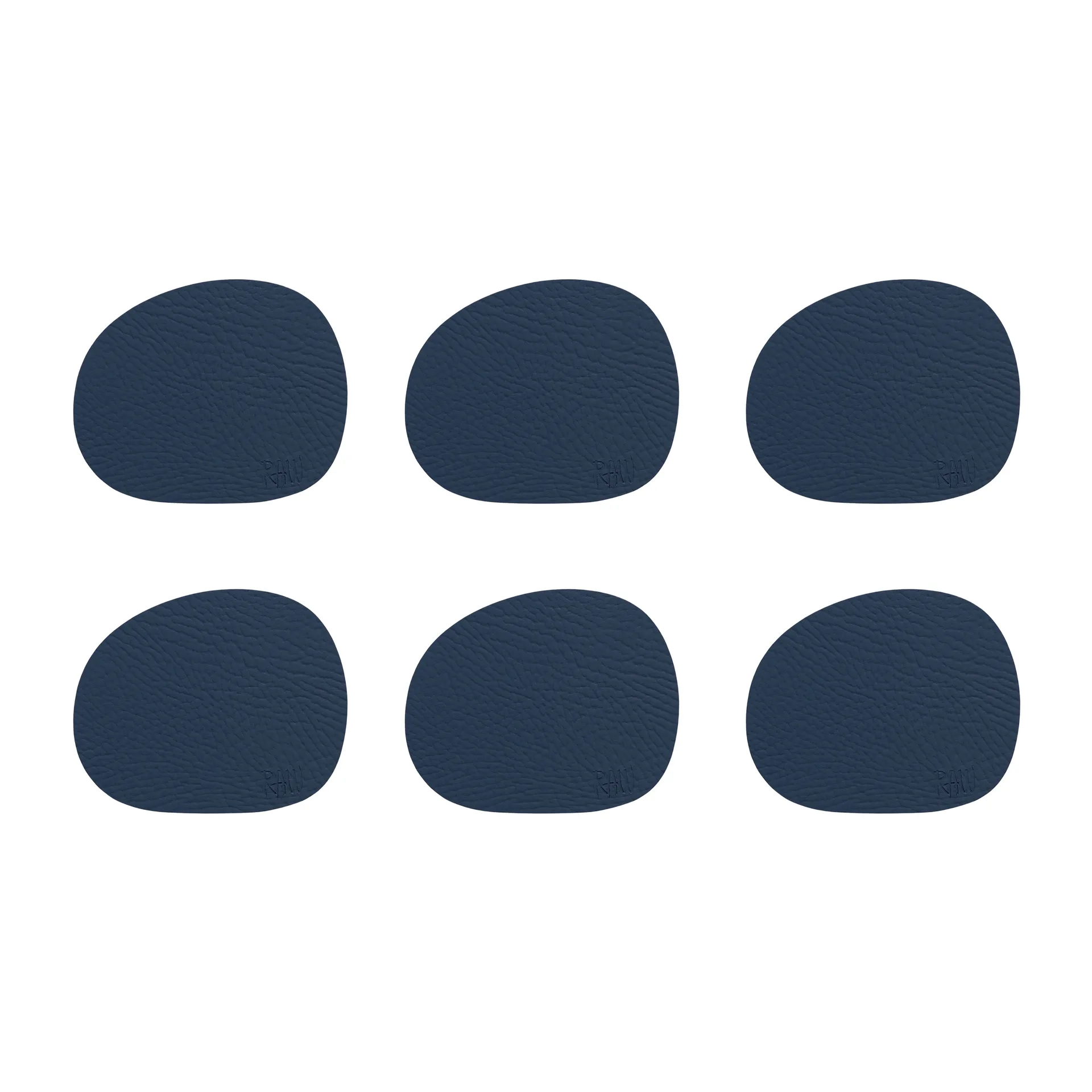 6 Posavasos Raw cuero, azul oscuro Aida