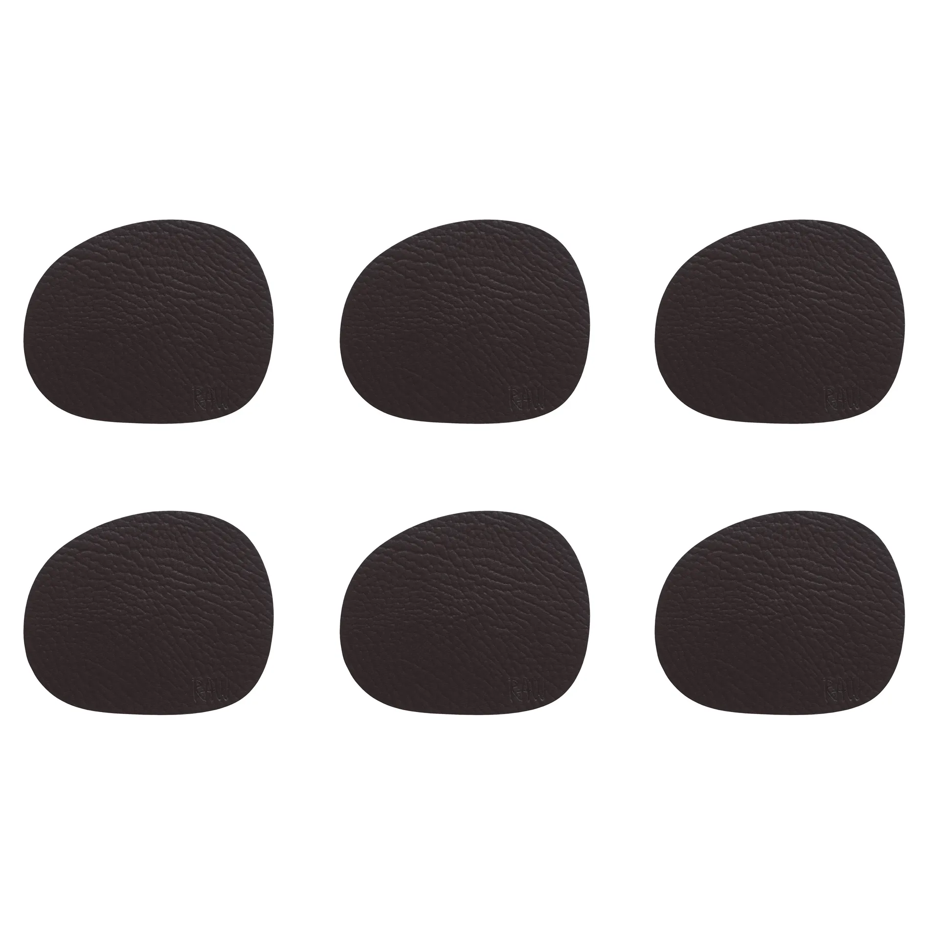 6 Posavasos Raw cuero, Brown buffalo (marrón) Aida