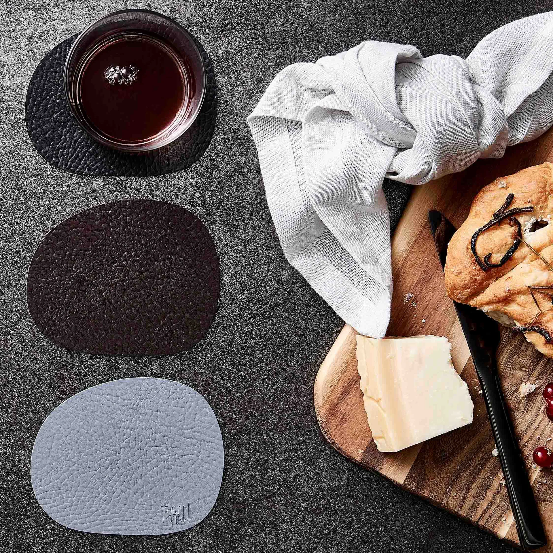 6 Posavasos Raw cuero, Brown buffalo (marrón) Aida