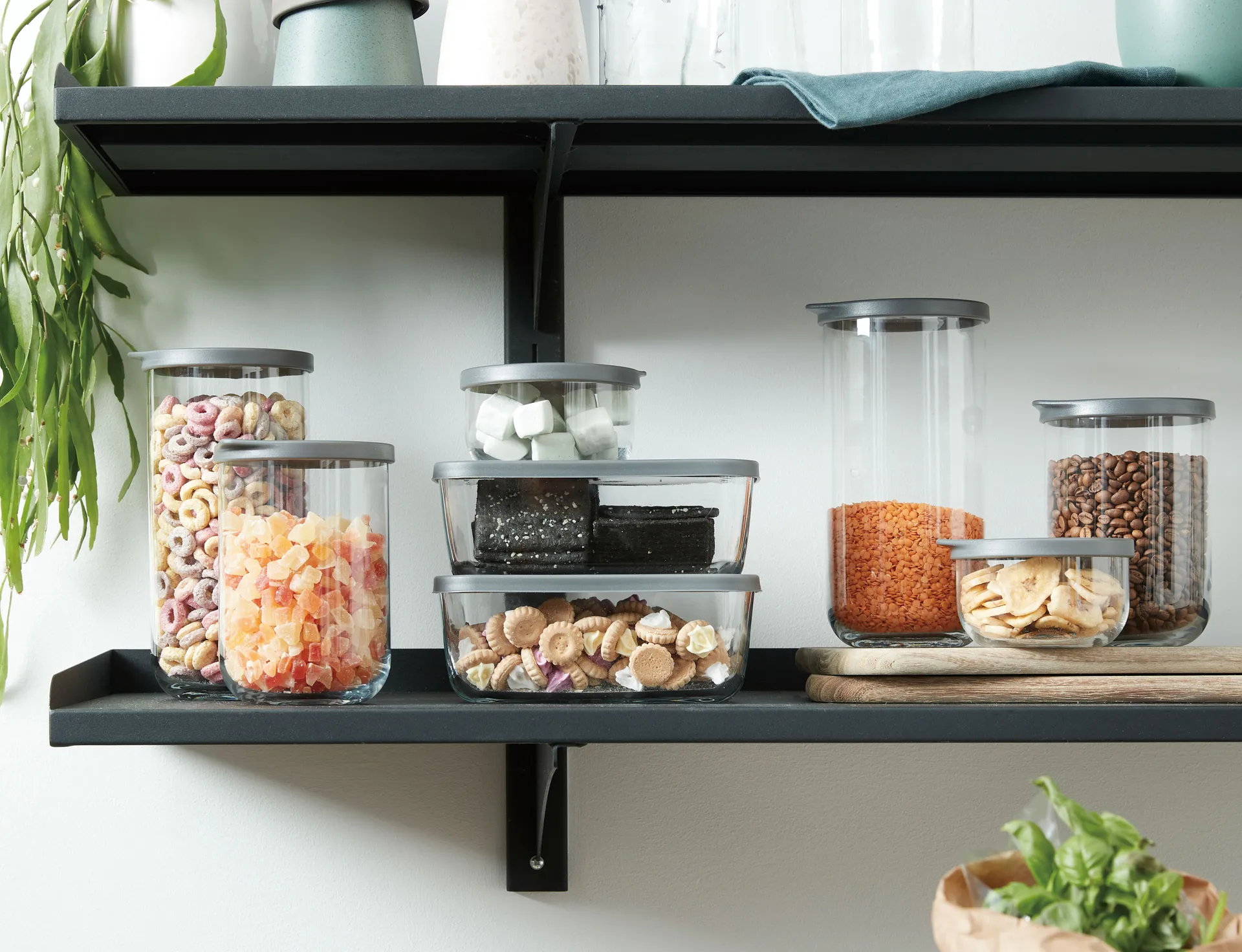 Bote con tapa Café 1 L, transparente Aida