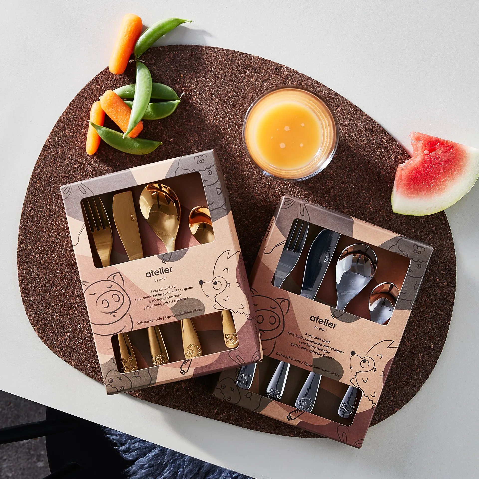 Cubiertos infantiles Aida 4 piezas, Gold Aida