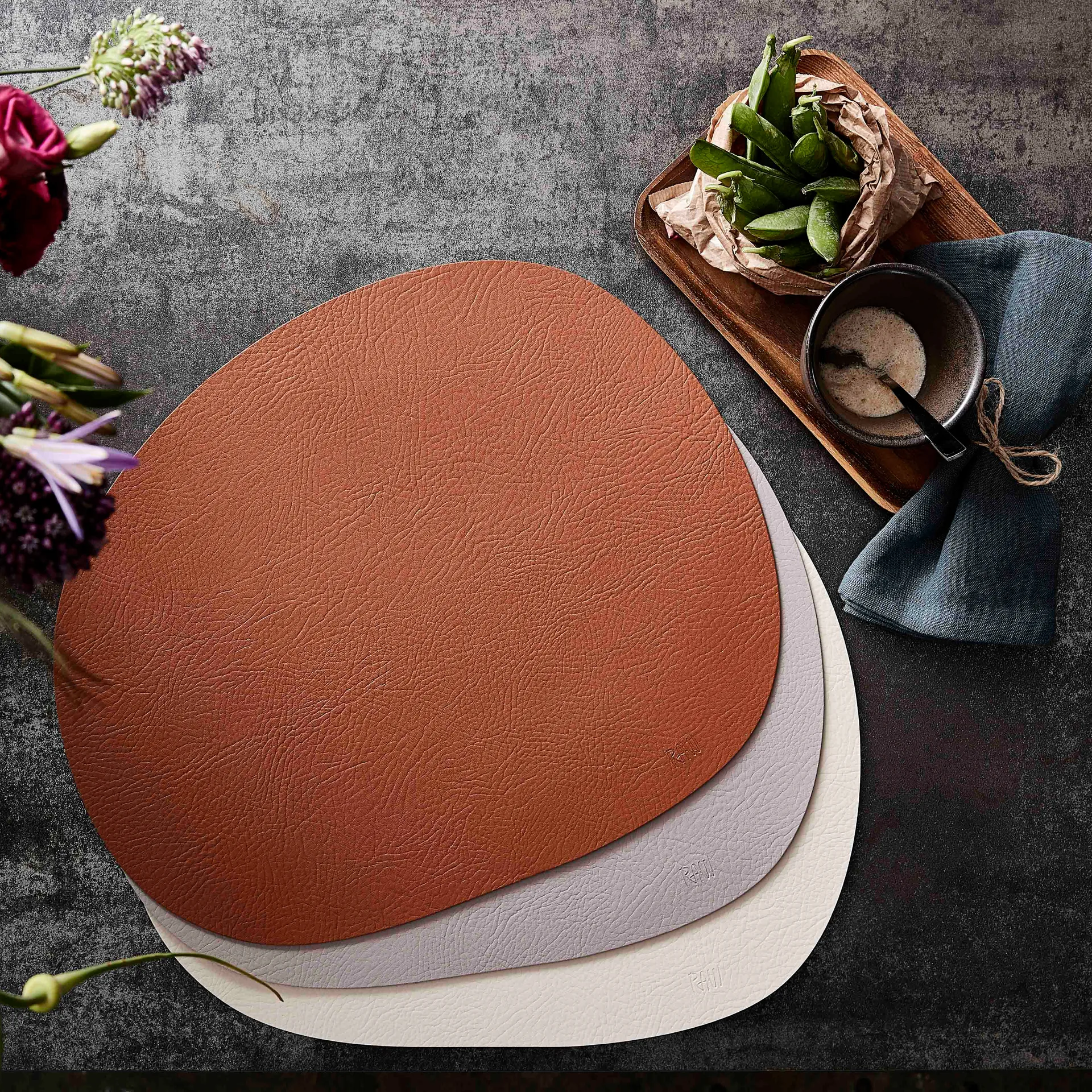 Mantel individual Raw cuero, Dusty rose buffalo Aida