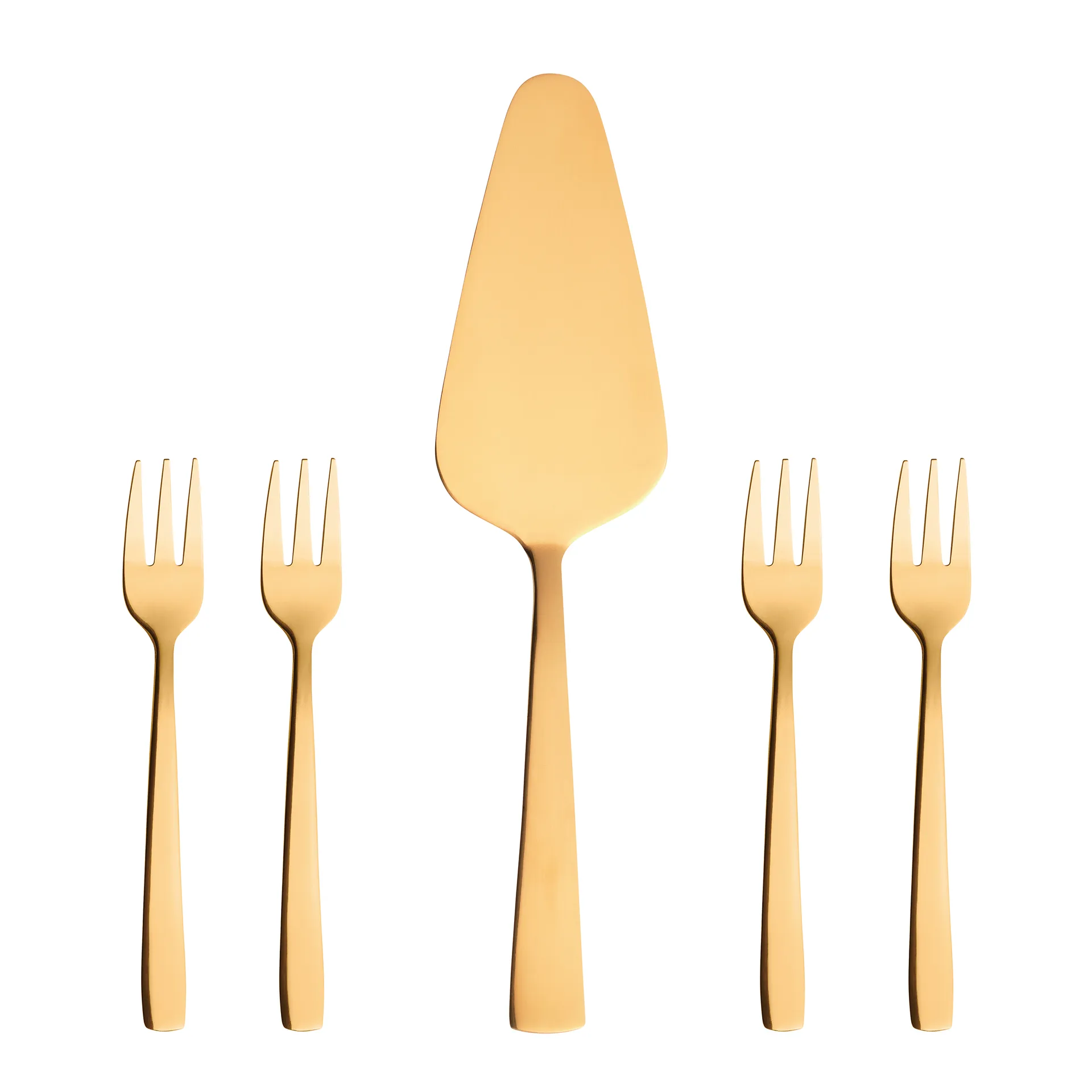 Set de cubiertos para tarta Raw 5 piezas, Dorado Aida