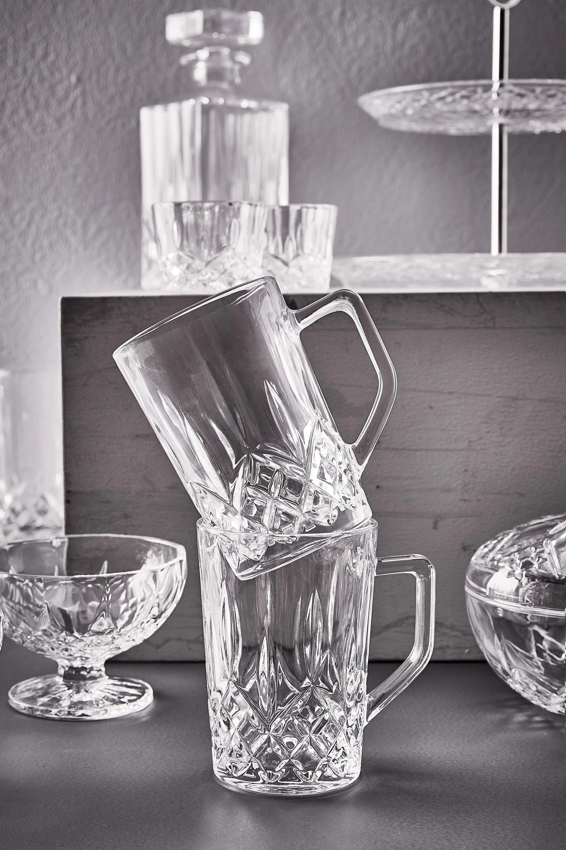 Vaso de café con asa Harvey 27,5 cl set de 4, transparente Aida