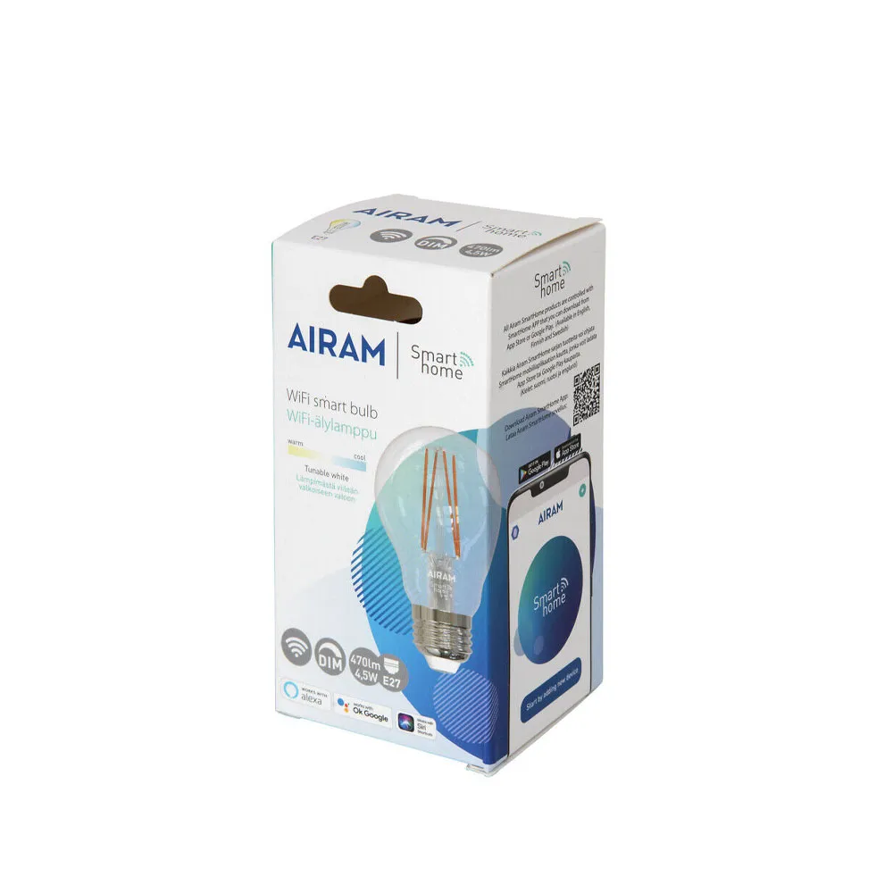 Airam Smarta Hogar Bombilla LED de filamento-normal, klar e27, 5w Airam