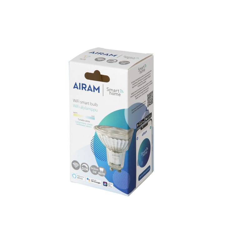 Bombilla LED Airam Smarta Hem, claro, par16, 36°, cuerpo de vidrio gu10, 5w Airam
