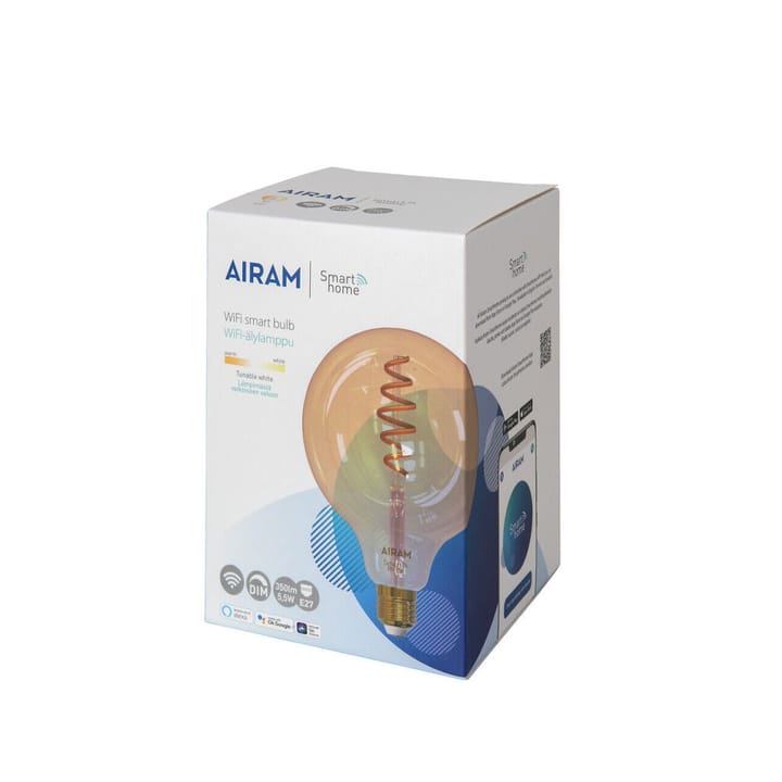 Bombilla LED de filamento Airam Smarta Hem, ámbar, 125mm, espiral e27, 6w Airam
