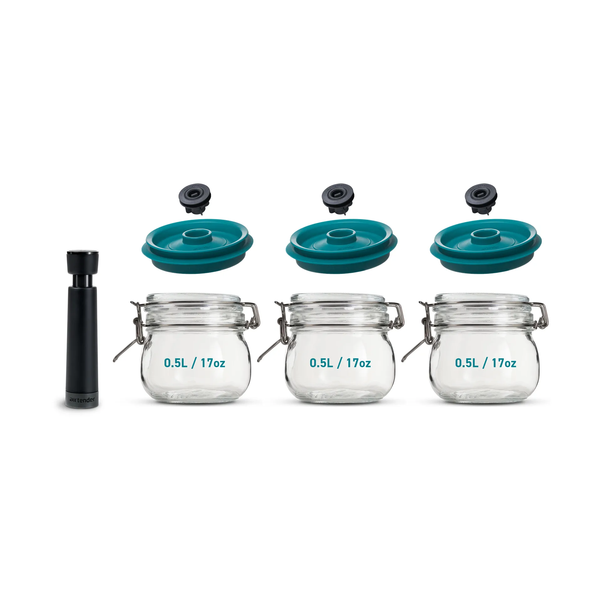 Airtender bomba de vacío con 3 tarros, 0,5L Airtender
