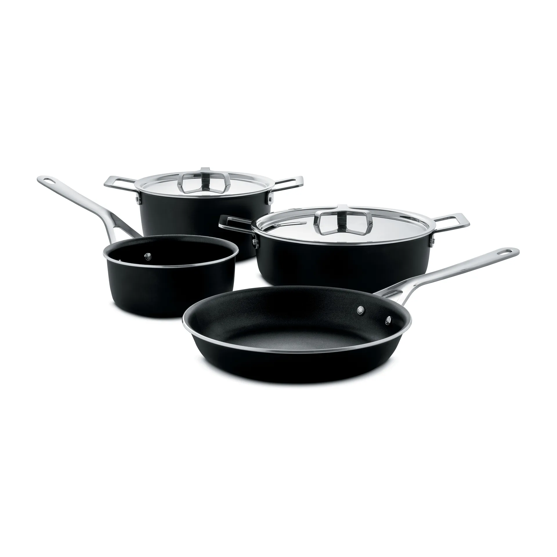Batería de cocina Pots&Pans 6 piezas, negro Alessi