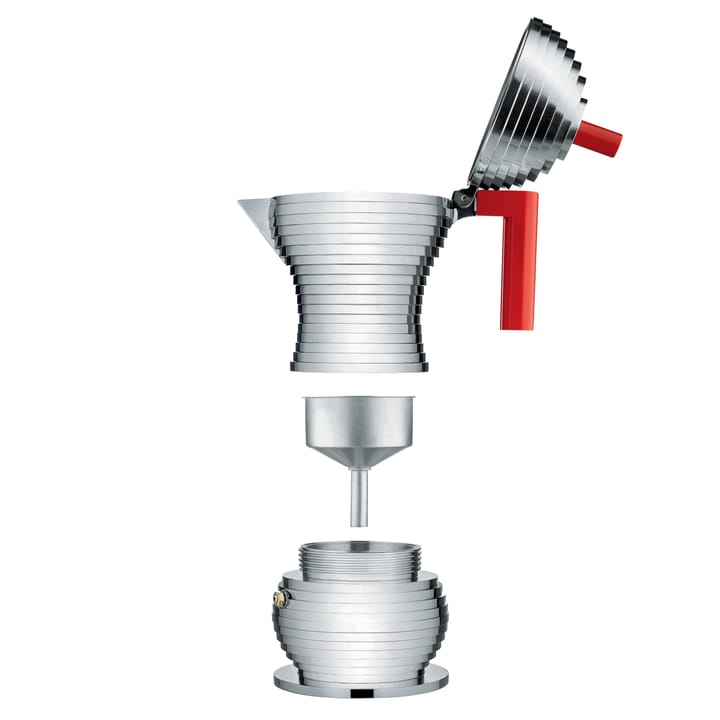 Cafetera de espresso Pulcina 3 tazas, asa roja Alessi