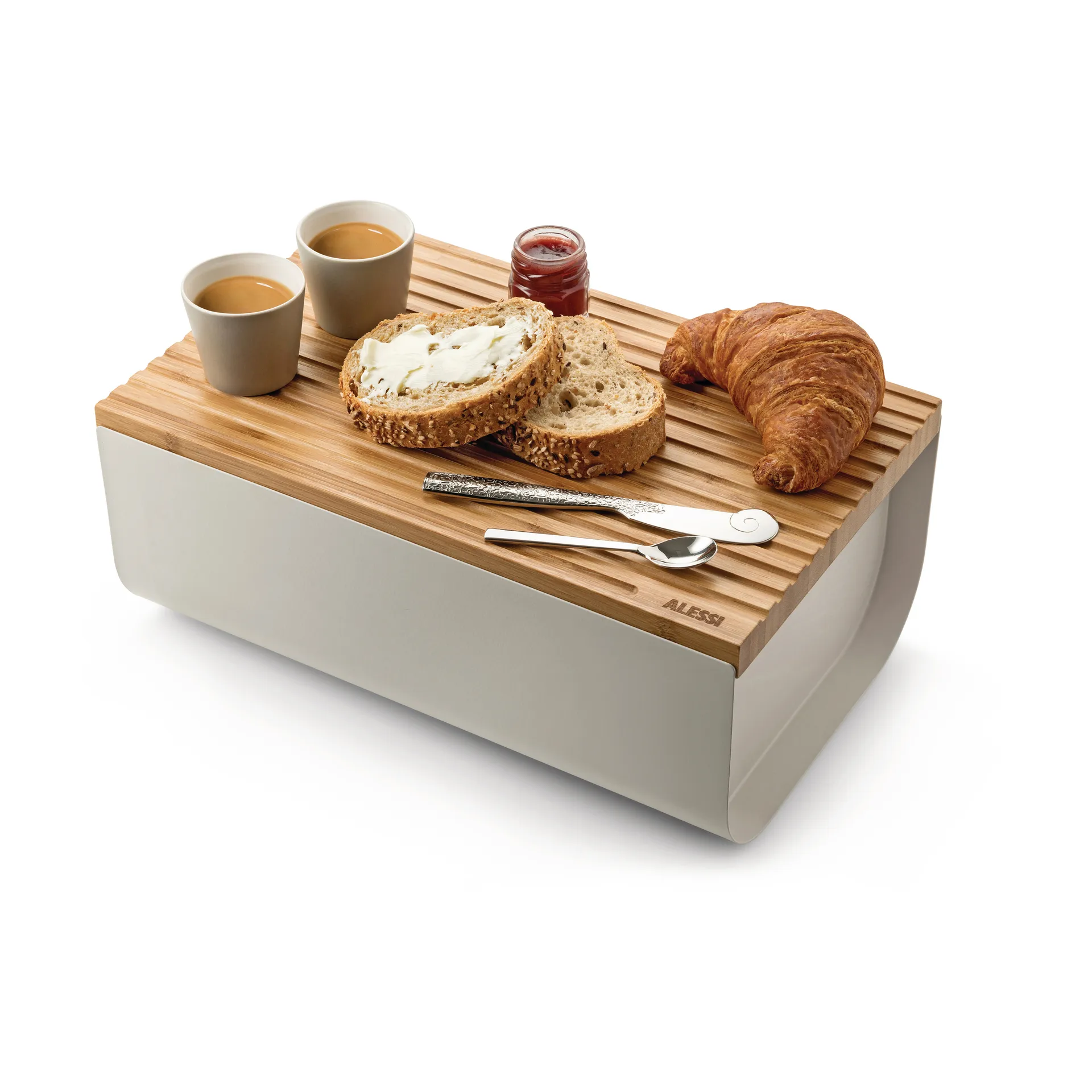 Caja para pan Mattina 34 cm, Gris cálido-bambú Alessi