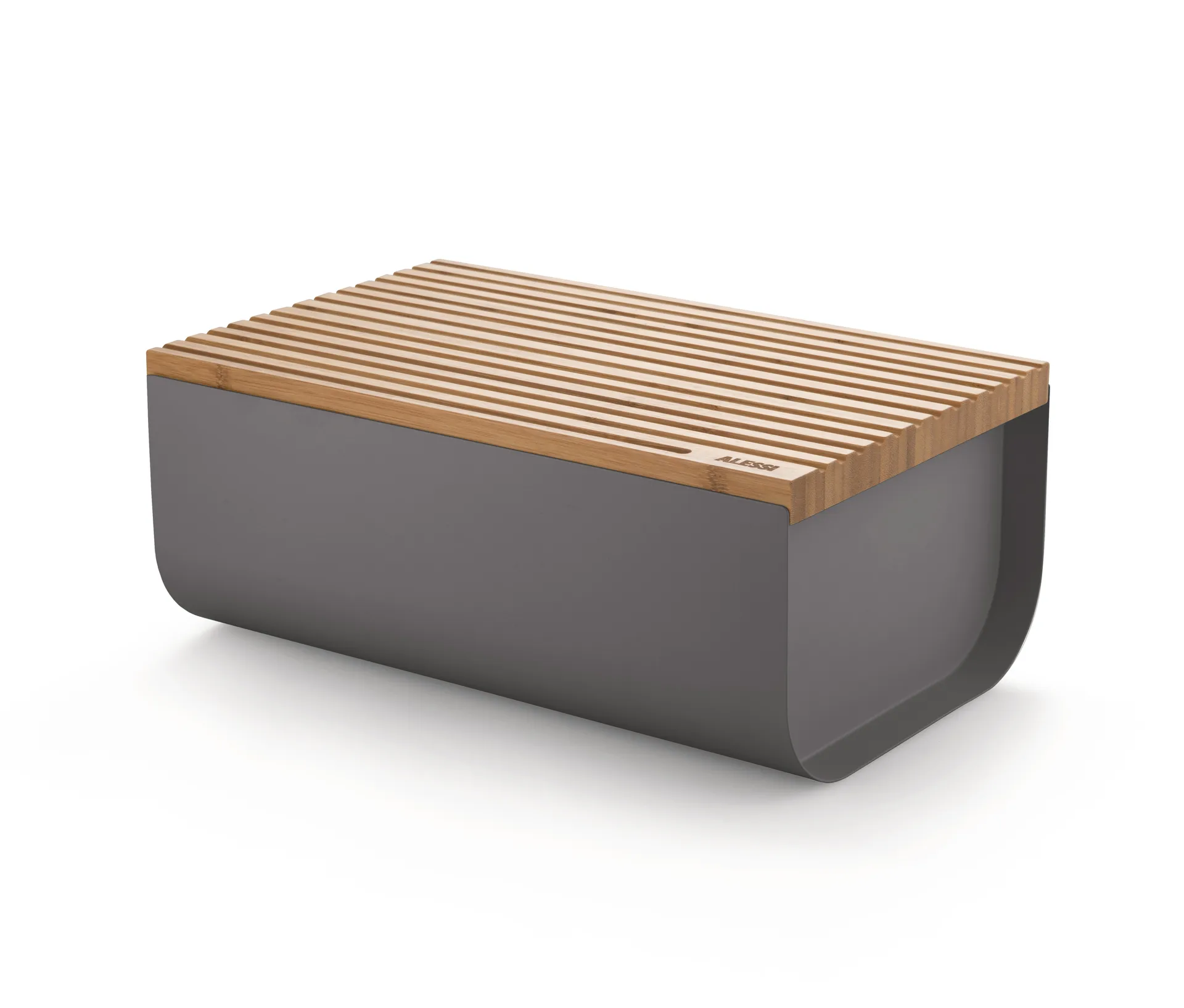 Caja para pan Mattina 34 cm, Gris oscuro-bambú Alessi