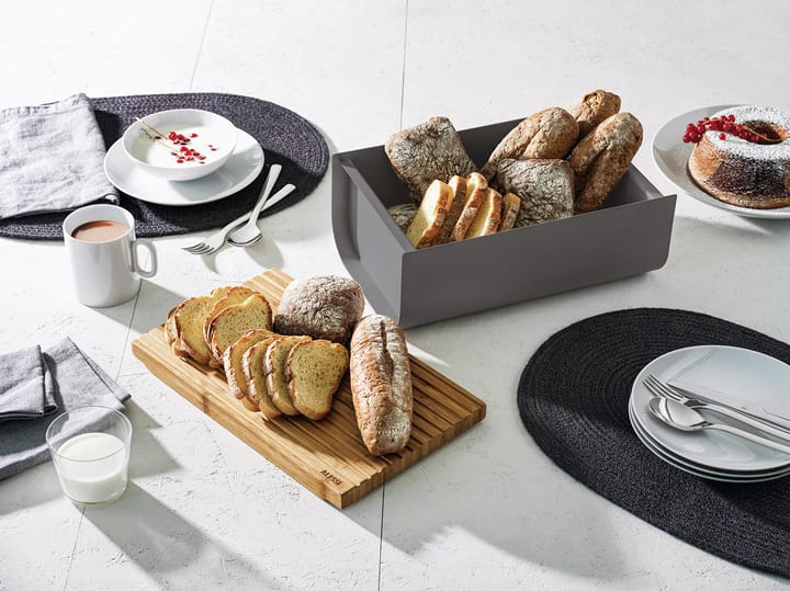 Caja para pan Mattina 34 cm, Gris oscuro-bambú Alessi