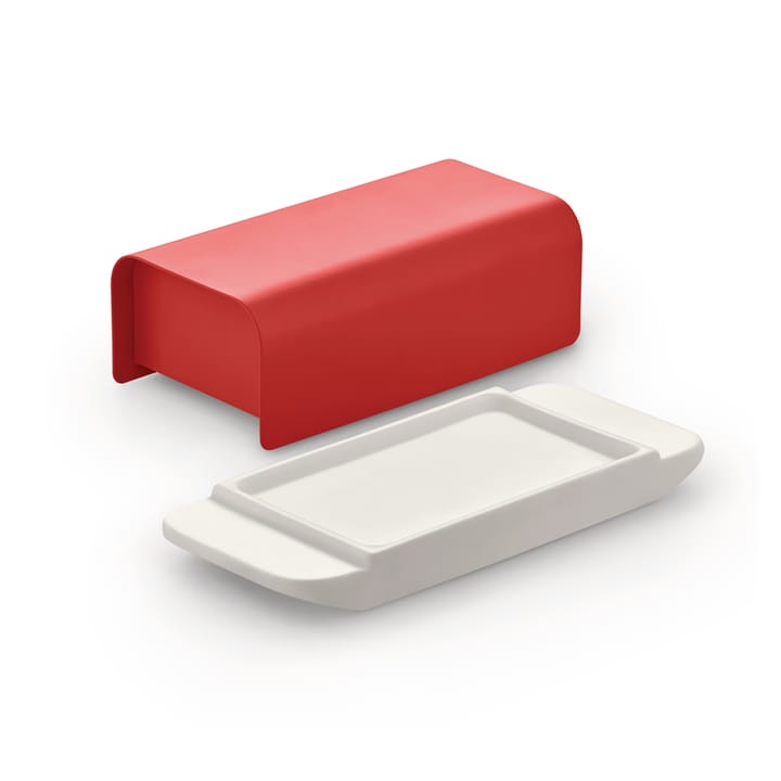 Mantequera Mattina 9,5x21 cm, Rojo-acero inoxidable Alessi