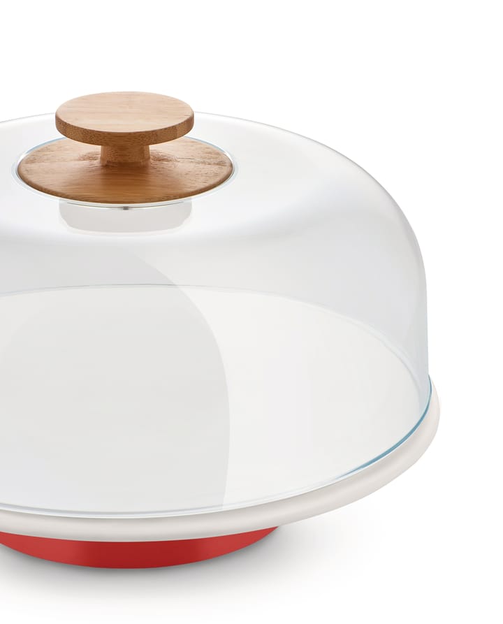 Plato de tarta con tapa vidrio Mattina, Rojo Alessi