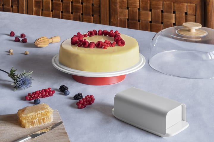 Plato de tarta con tapa vidrio Mattina, Rojo Alessi