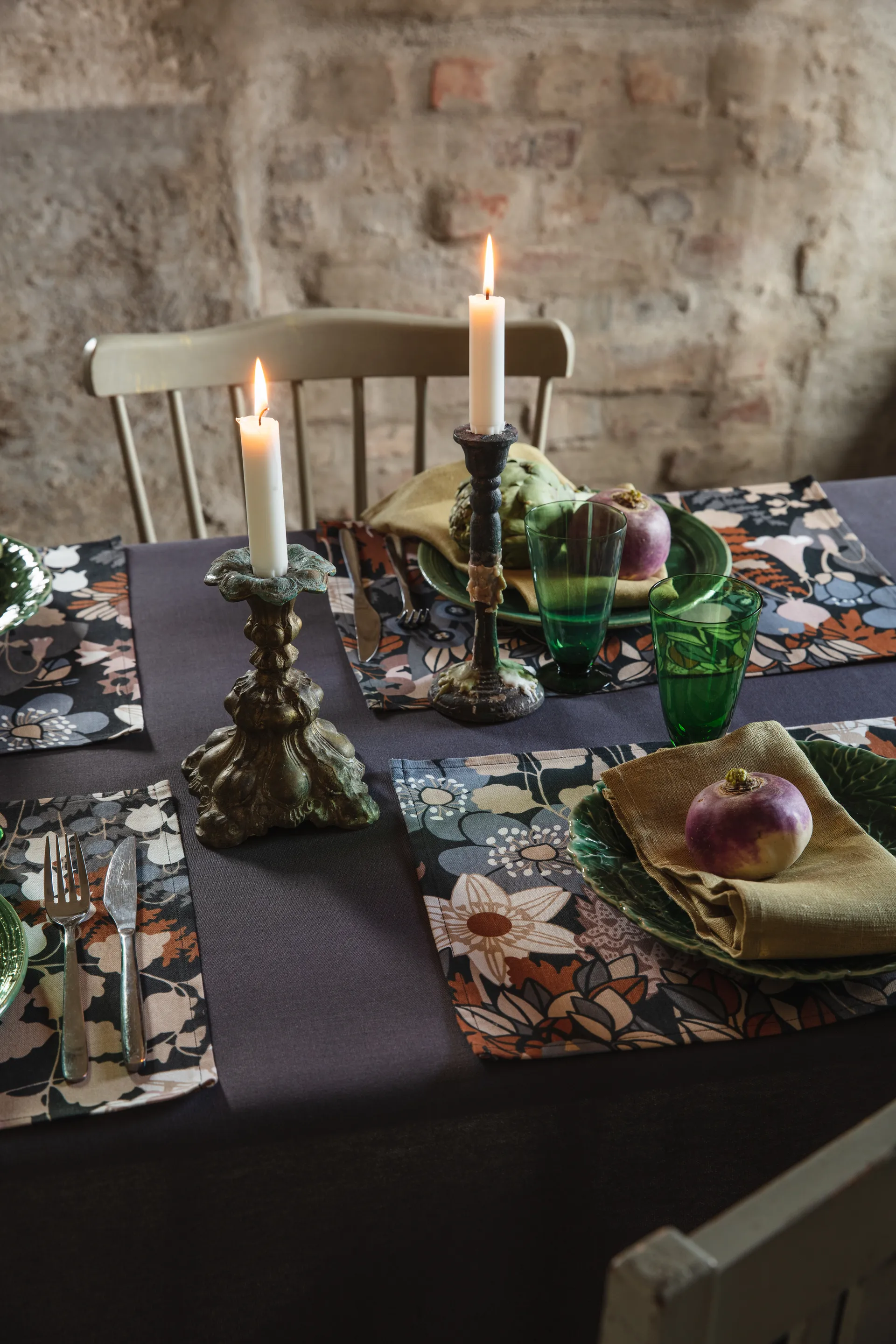 2 Manteles individuales Skogen 34x45 cm, Azul-marrón Almedahls