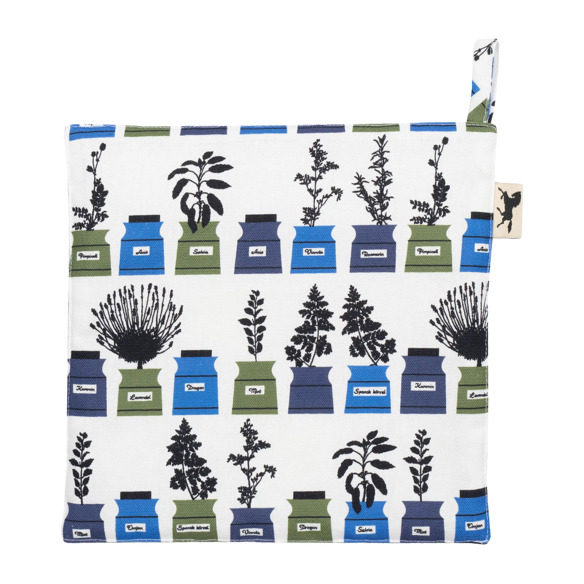 Agarrador Persons kryddskåp estampado pequeño, Azul Almedahls